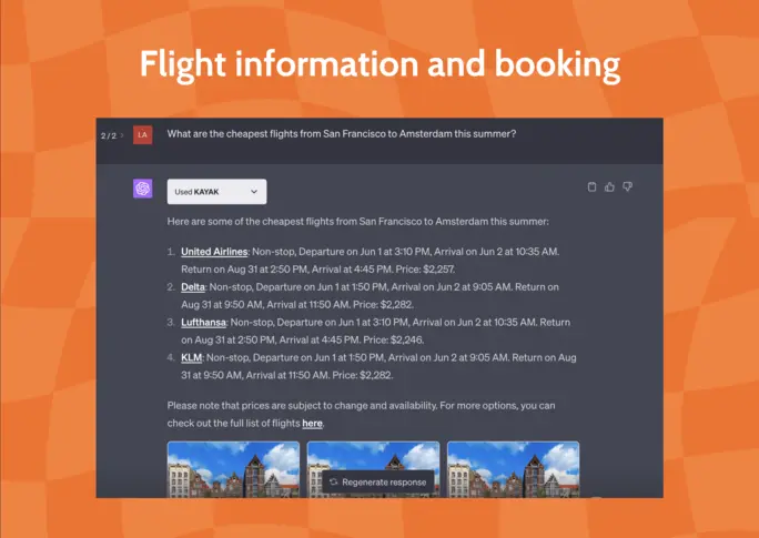  Use Kayak ChatGPT Plugin to search for flights